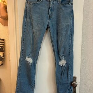 Levi's 511 Blue Straight Jeans with Distressed Details